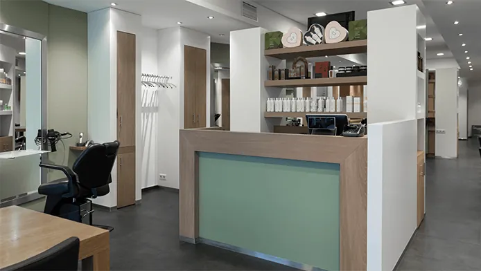 Ontvangstbalie van Haarstudio Shampou